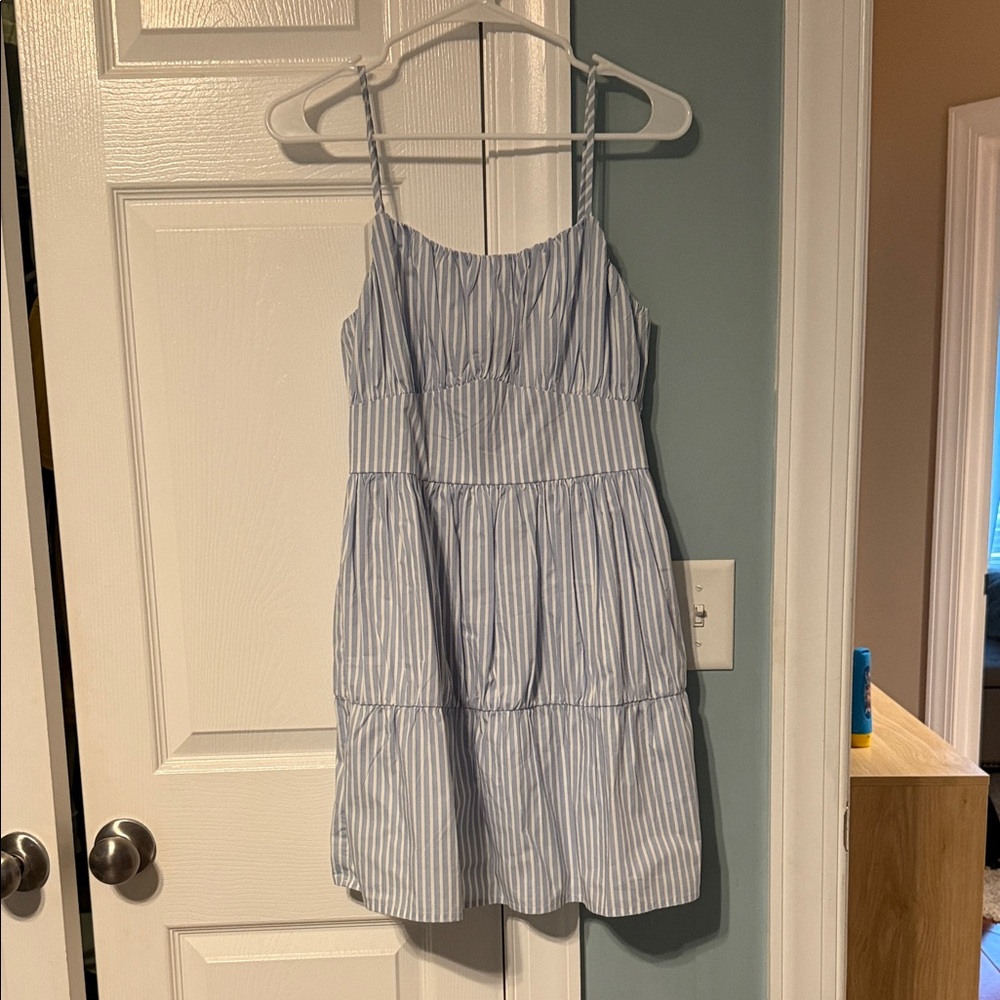 Blue and White Striped Kids Dress